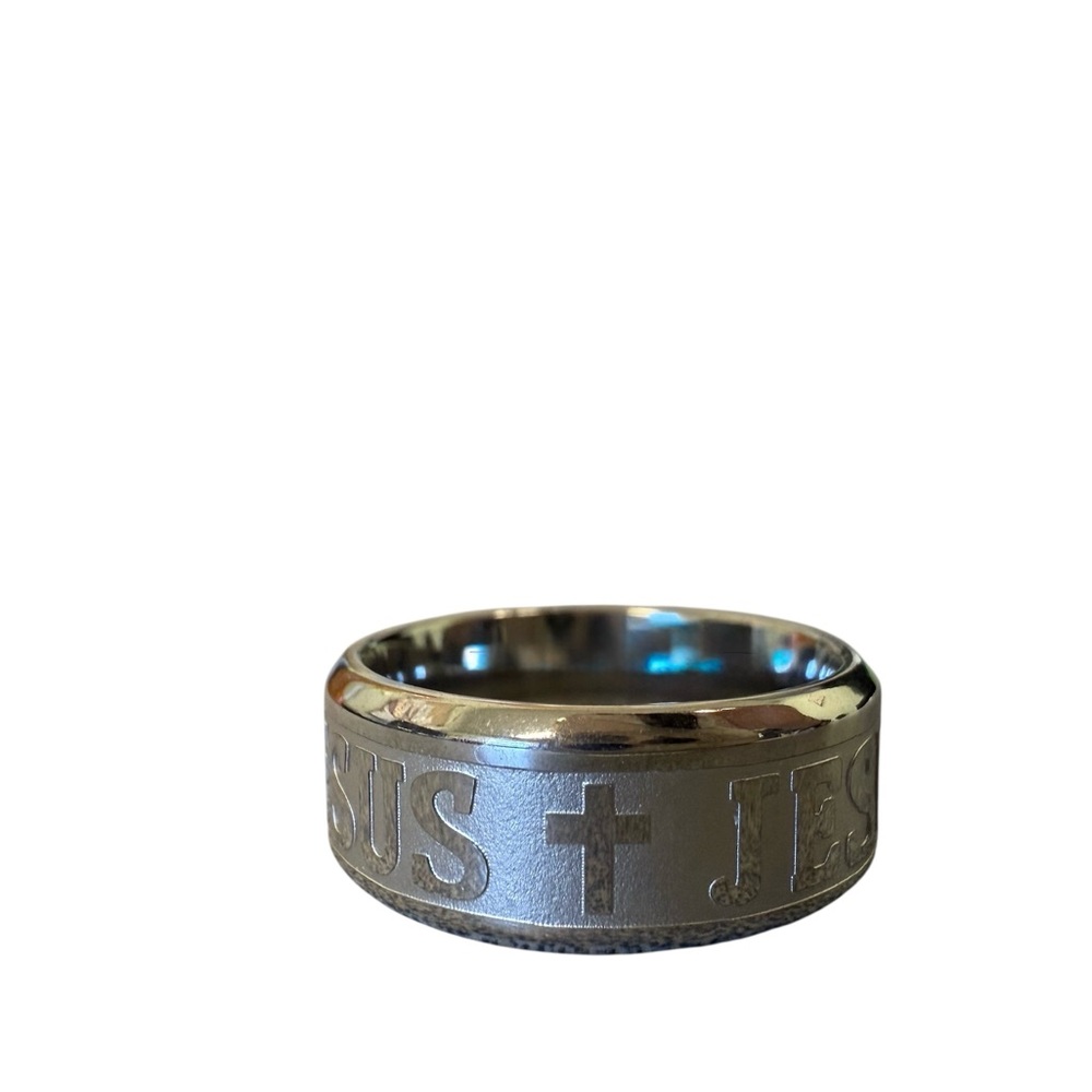 Faith Inspired Silver-tone Men's Ring - Picture 3 of 4